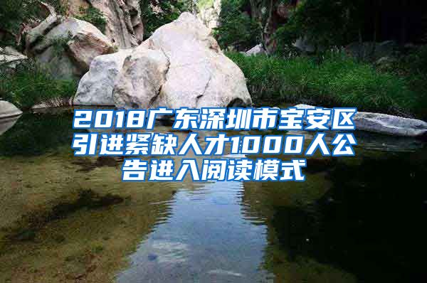 2018广东深圳市宝安区引进紧缺人才1000人公告进入阅读模式