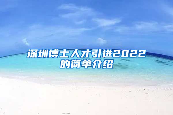 深圳博士人才引进2022的简单介绍