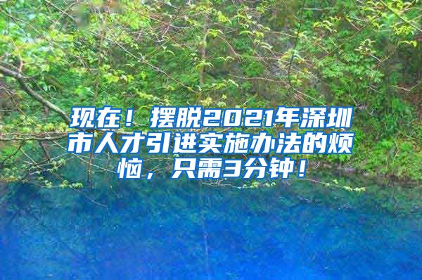 现在！摆脱2021年深圳市人才引进实施办法的烦恼，只需3分钟！