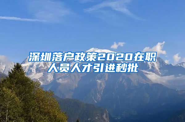深圳落户政策2020在职人员人才引进秒批